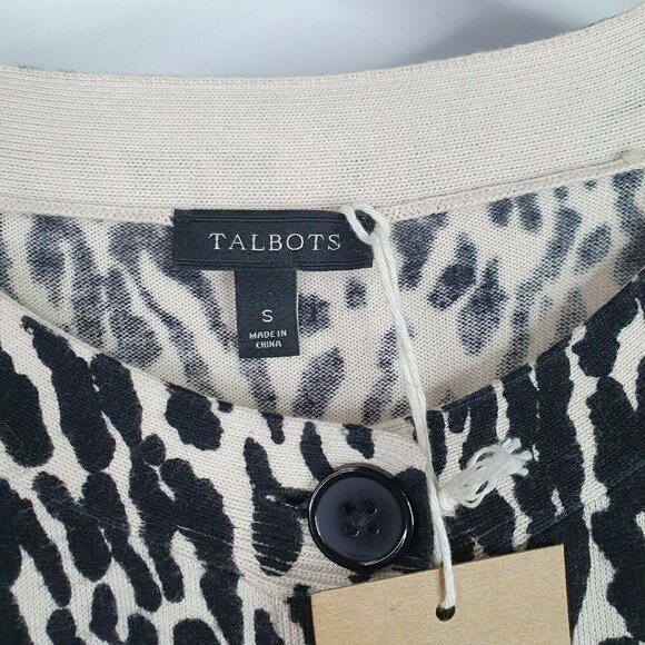 Talbots Animal Print 3/4 Sleeve Sweater Cardigan - Picture 4 of 5